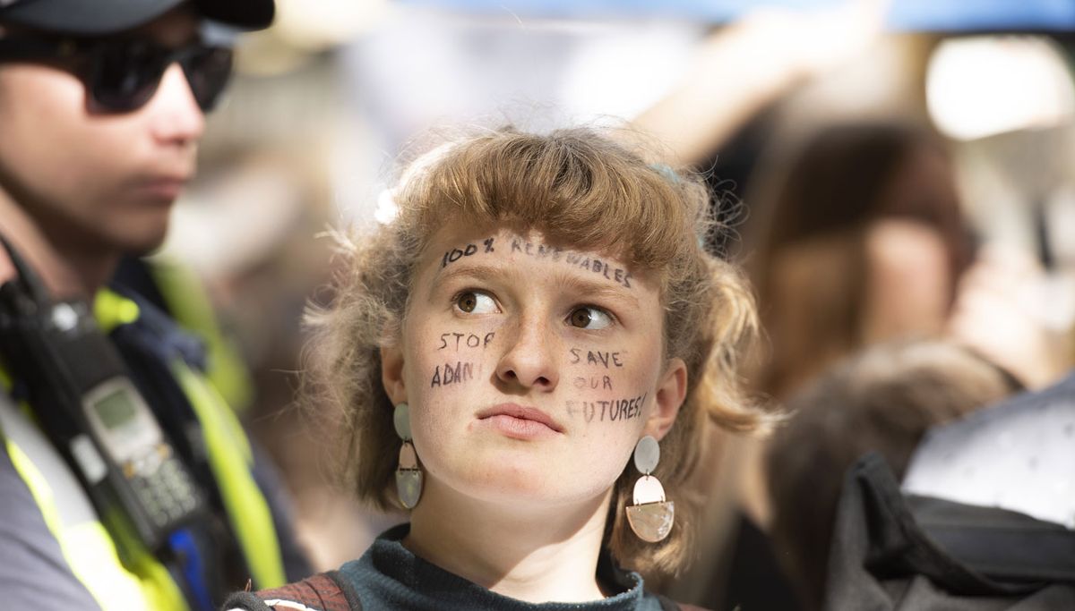 Image of teen girl at climate rally