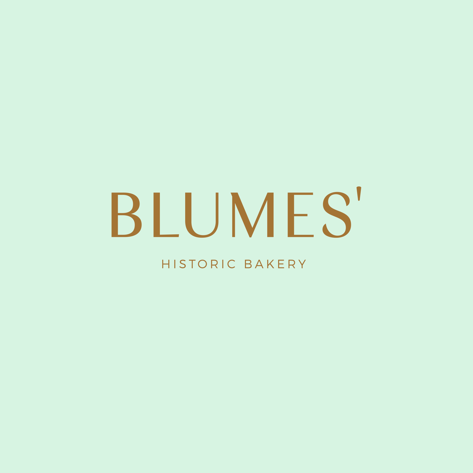 Blumes' Bakery logo on coloured background