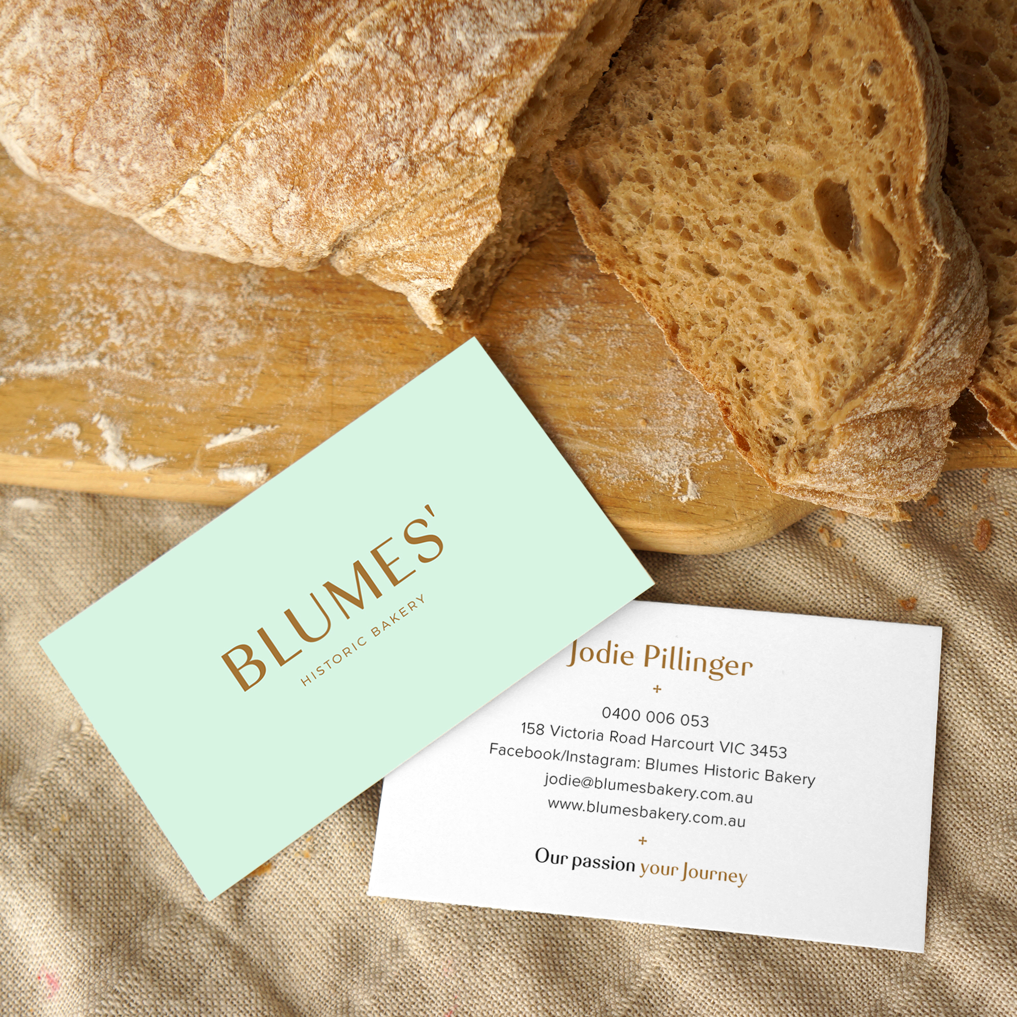 Blumes' Bakery business cards