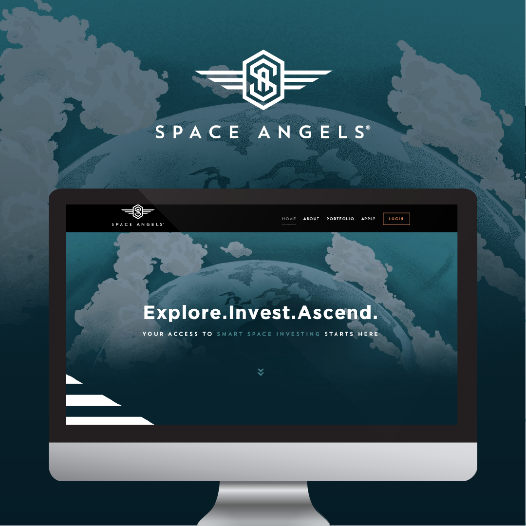 Space Angela website home page mockup on a desktop screen