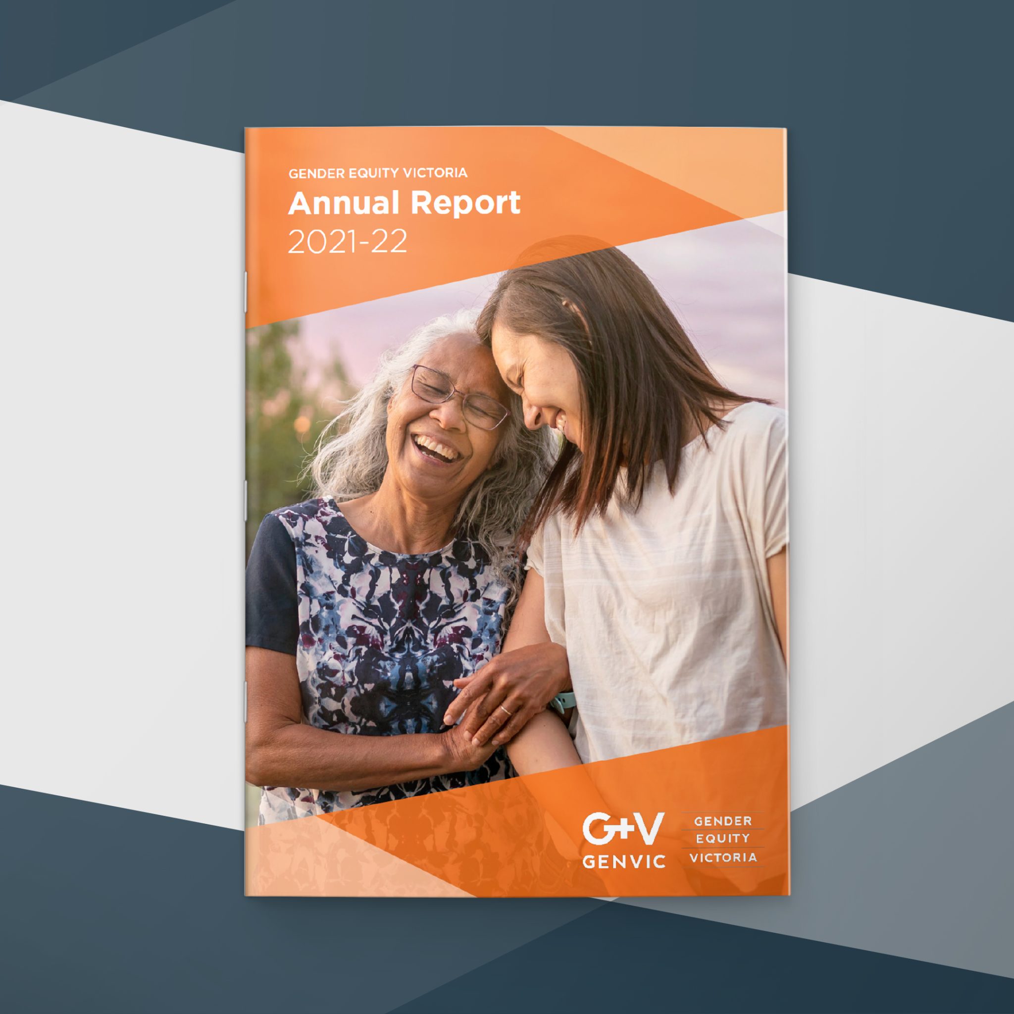 Gender Equity Victoria's 2022 Annual Report cover mockup