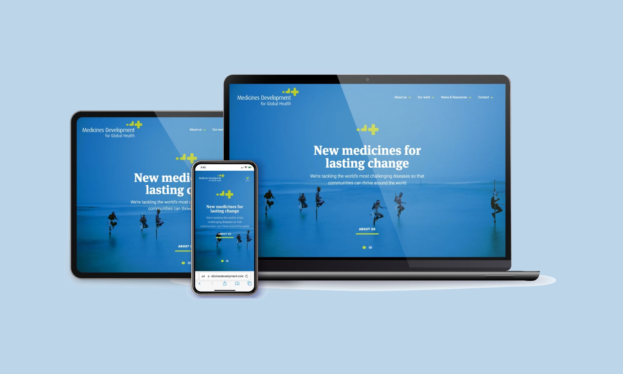 Medicines Development for Global Health featured image showing website homepage on multiple devices