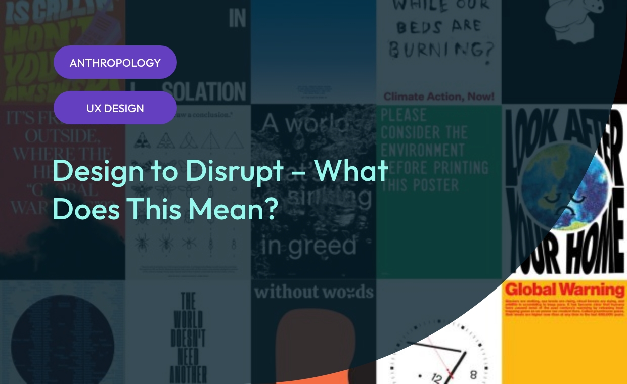 Navy gradient blog featured image displaying “Design to Disrupt – What Does This Mean?” with EDCo. branding