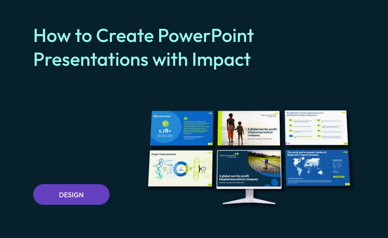 Navy gradient blog featured image displaying “How to Create PowerPoint Presentations with Impact” with EDCo. branding