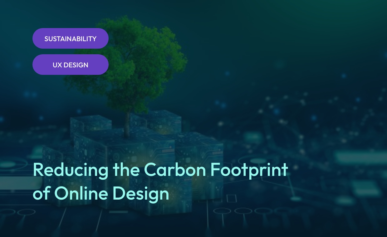 Navy gradient blog featured image displaying “Reducing the Carbon Footprint of Online Design” with EDCo. branding
