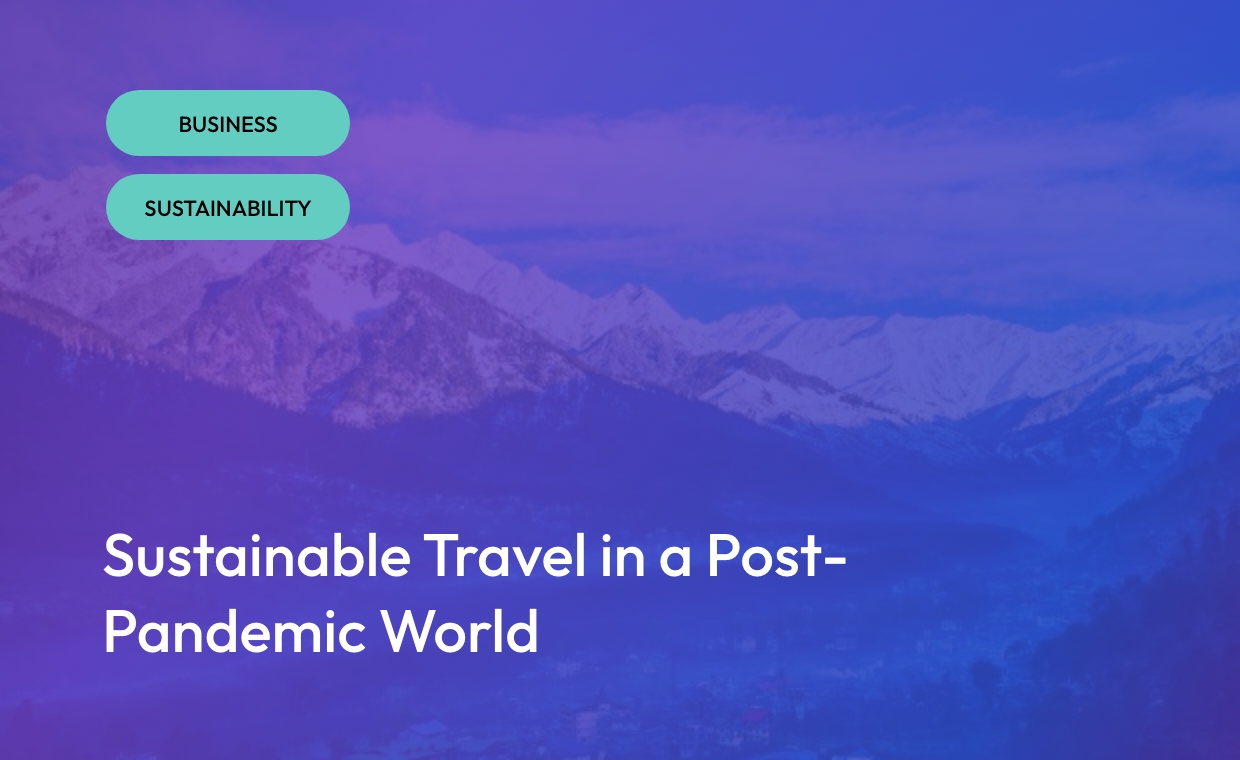 Purple gradient blog featured image displaying “Sustainable Travel in a Post-Pandemic World” with EDCo. branding