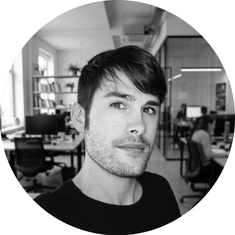 Black-and-white headshot of James, Creative Technologist at Ethical Design Co.