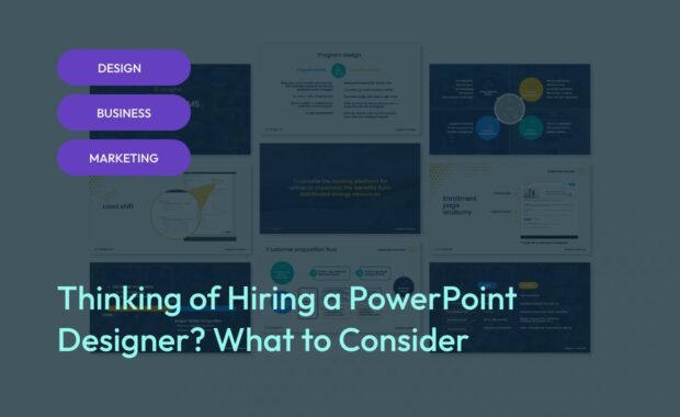 Professional PowerPoint design examples for “Thinking of Hiring a PowerPoint Designer? What to Consider”